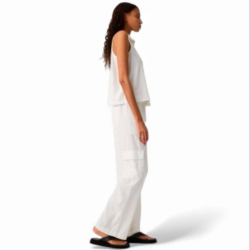 🆕💞GAP Mid-Rise Soft Linen-Cotton Blend Wide Leg Cargo Pants • IVORY • XSP • NWOT - Picture 5 of 9